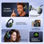 oraimo BoomPop2S Écouteurs supra-auriculaires sans fil ENC OHP-610S - Image 3